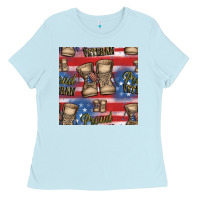Baby Blue proud veteran seamless pattern Ladies Tee - HRA Design Shop