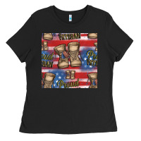Black proud veteran seamless pattern Ladies Tee - HRA Design Shop