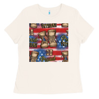 Bone proud veteran seamless pattern Ladies Tee - HRA Design Shop