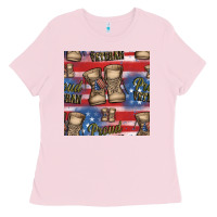 Bubblegum Pink proud veteran seamless pattern Ladies Tee - HRA Design Shop