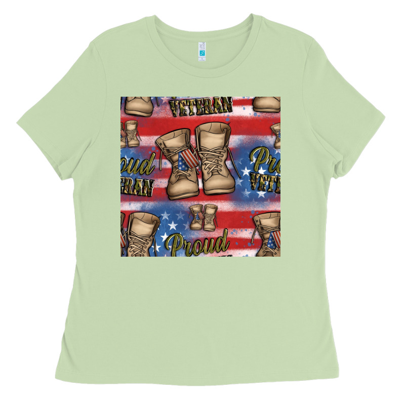 Proud Veteran Seamless Pattern Ladies Tee by HRA Design Shop | Teevron