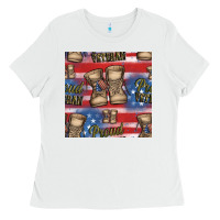 White proud veteran seamless pattern Ladies Tee - HRA Design Shop