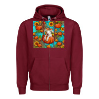 Burgundy fall pumpkin lamb Zipper Hoodie - Jasminsmagicworld