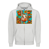 Dove Grey fall pumpkin lamb Zipper Hoodie - Jasminsmagicworld
