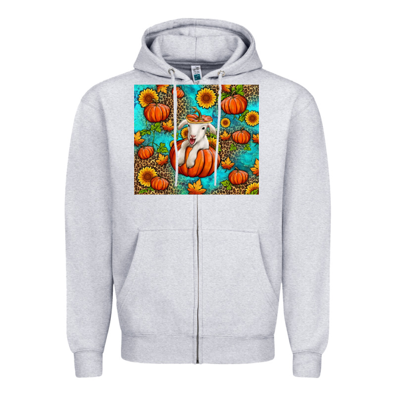 Fall Pumpkin Lamb Zipper Hoodie by Jasminsmagicworld | Teevron