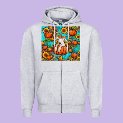 Fall Pumpkin Lamb Zipper Hoodie Designed By Jasminsmagicworld