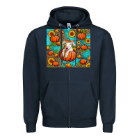 Navy fall pumpkin lamb Zipper Hoodie - Jasminsmagicworld