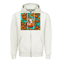 Oatmeal Heather fall pumpkin lamb Zipper Hoodie - Jasminsmagicworld