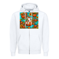 White fall pumpkin lamb Zipper Hoodie - Jasminsmagicworld