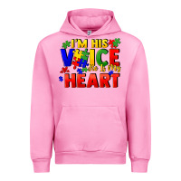 Fuchsia Pink I'm his voice he is my heart Urban Hoodie - FaDigitalArtStudio