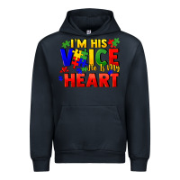 Navy I'm his voice he is my heart Urban Hoodie - FaDigitalArtStudio