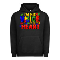Pigment Black I'm his voice he is my heart Urban Hoodie - FaDigitalArtStudio