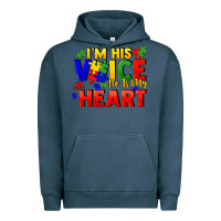 Pigment Midnight Navy I'm his voice he is my heart Urban Hoodie - FaDigitalArtStudio