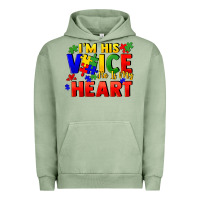 Pigment Oil Green I'm his voice he is my heart Urban Hoodie - FaDigitalArtStudio