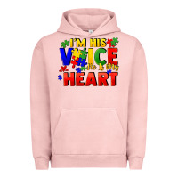 Pigment Salmon I'm his voice he is my heart Urban Hoodie - FaDigitalArtStudio