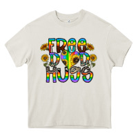 Cream free dad hugs Heavy Core Tee - CowhideDigitalArt