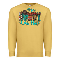 Antique Gold Western More Howdy Less Hate Cowboy Hat Gemstone Premium Sweatshirt - HowdyJamesFarm