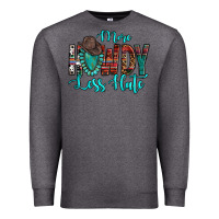 Charcoal Heather Western More Howdy Less Hate Cowboy Hat Gemstone Premium Sweatshirt - HowdyJamesFarm
