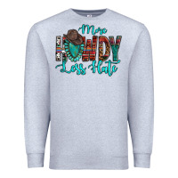 Heather Grey Western More Howdy Less Hate Cowboy Hat Gemstone Premium Sweatshirt - HowdyJamesFarm