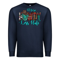Navy Western More Howdy Less Hate Cowboy Hat Gemstone Premium Sweatshirt - HowdyJamesFarm