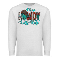 Oatmeal Heather Western More Howdy Less Hate Cowboy Hat Gemstone Premium Sweatshirt - HowdyJamesFarm