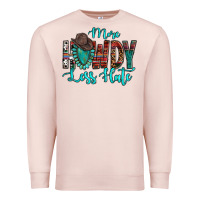 Pale Pink Western More Howdy Less Hate Cowboy Hat Gemstone Premium Sweatshirt - HowdyJamesFarm