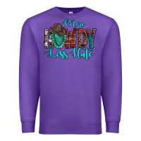 Purple Western More Howdy Less Hate Cowboy Hat Gemstone Premium Sweatshirt - HowdyJamesFarm
