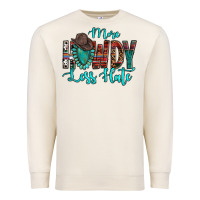 Sandshell Western More Howdy Less Hate Cowboy Hat Gemstone Premium Sweatshirt - HowdyJamesFarm