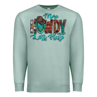 Seafoam Western More Howdy Less Hate Cowboy Hat Gemstone Premium Sweatshirt - HowdyJamesFarm