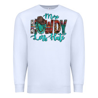 White Western More Howdy Less Hate Cowboy Hat Gemstone Premium Sweatshirt - HowdyJamesFarm