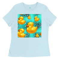 Baby Blue rubber duck seamless pattern Ladies Tee - HRA Design Shop