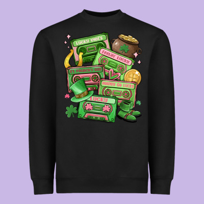 St Patrick's Day Cassette Tapes Heavyweight Sweatshirt Designed By Maliassmallbusiness