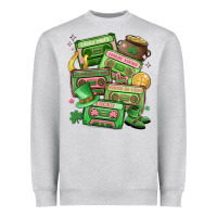 Heather Grey st patrick's day cassette tapes Heavyweight Sweatshirt - MaliasSmallBusiness