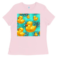 Bubblegum Pink rubber duck seamless pattern Ladies Tee - HRA Design Shop