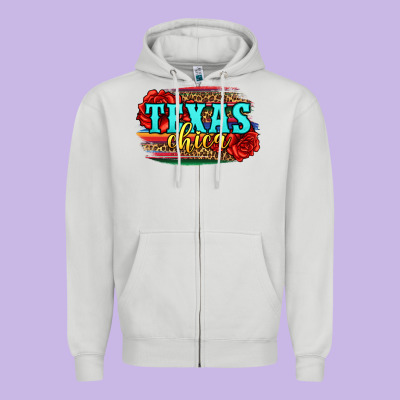 Texas Chica With Roses Zipper Hoodie Designed By Jasminsmagicworld