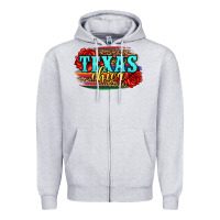 Heather Grey Texas Chica with roses Zipper Hoodie - Jasminsmagicworld