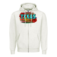 Oatmeal Heather Texas Chica with roses Zipper Hoodie - Jasminsmagicworld