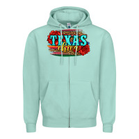 Seafoam Texas Chica with roses Zipper Hoodie - Jasminsmagicworld