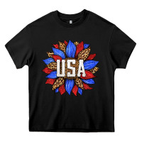 Black american sunflower Heavy Core Tee - HRA Design Shop