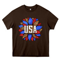 Chocolate Brown american sunflower Heavy Core Tee - HRA Design Shop