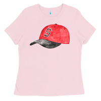 Bubblegum Pink red softball cap fa element Ladies Tee - FaDigitalArtStudio