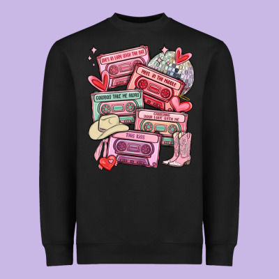 Valentines Day Cassette Tapes Heavyweight Sweatshirt Designed By Maliassmallbusiness