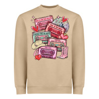 Mushroom valentines day cassette tapes Heavyweight Sweatshirt - MaliasSmallBusiness