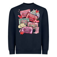 Navy valentines day cassette tapes Heavyweight Sweatshirt - MaliasSmallBusiness