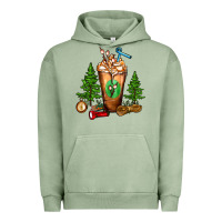 Pigment Oil Green camping cold drink frappe Urban Hoodie - FaDigitalArtStudio