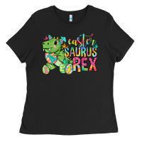 Black Easter Saurus Rex Easter Day Ladies Tee - Neo Western