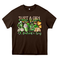 Chocolate Brown Just a Girl who Loves Saint Patrick's Day Heavy Core Tee - RacoonDesign