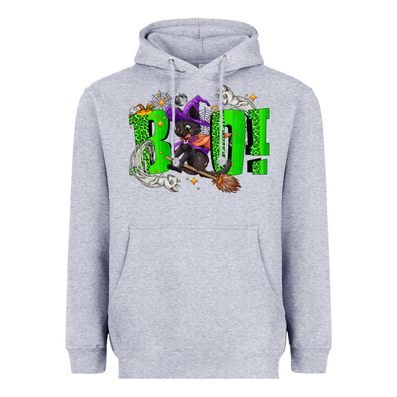 Boo! With Black Cat Halloween Heavyweight Hoodie by NancyCooperArtShop | Teevron