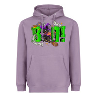 Lavender Boo! with black cat Halloween Heavyweight Hoodie - NancyCooperArtShop