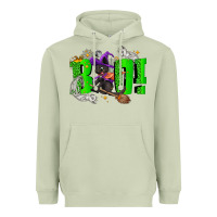 Matcha Boo! with black cat Halloween Heavyweight Hoodie - NancyCooperArtShop